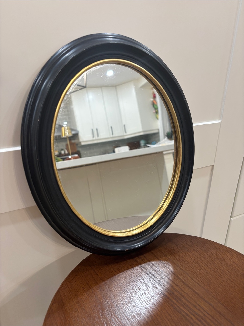 Black and Gold Oval Wall Mirror - Classic Home Accent